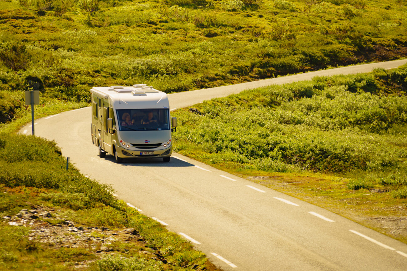 Burstner Caravan On Road, 27 June 2018, Norway