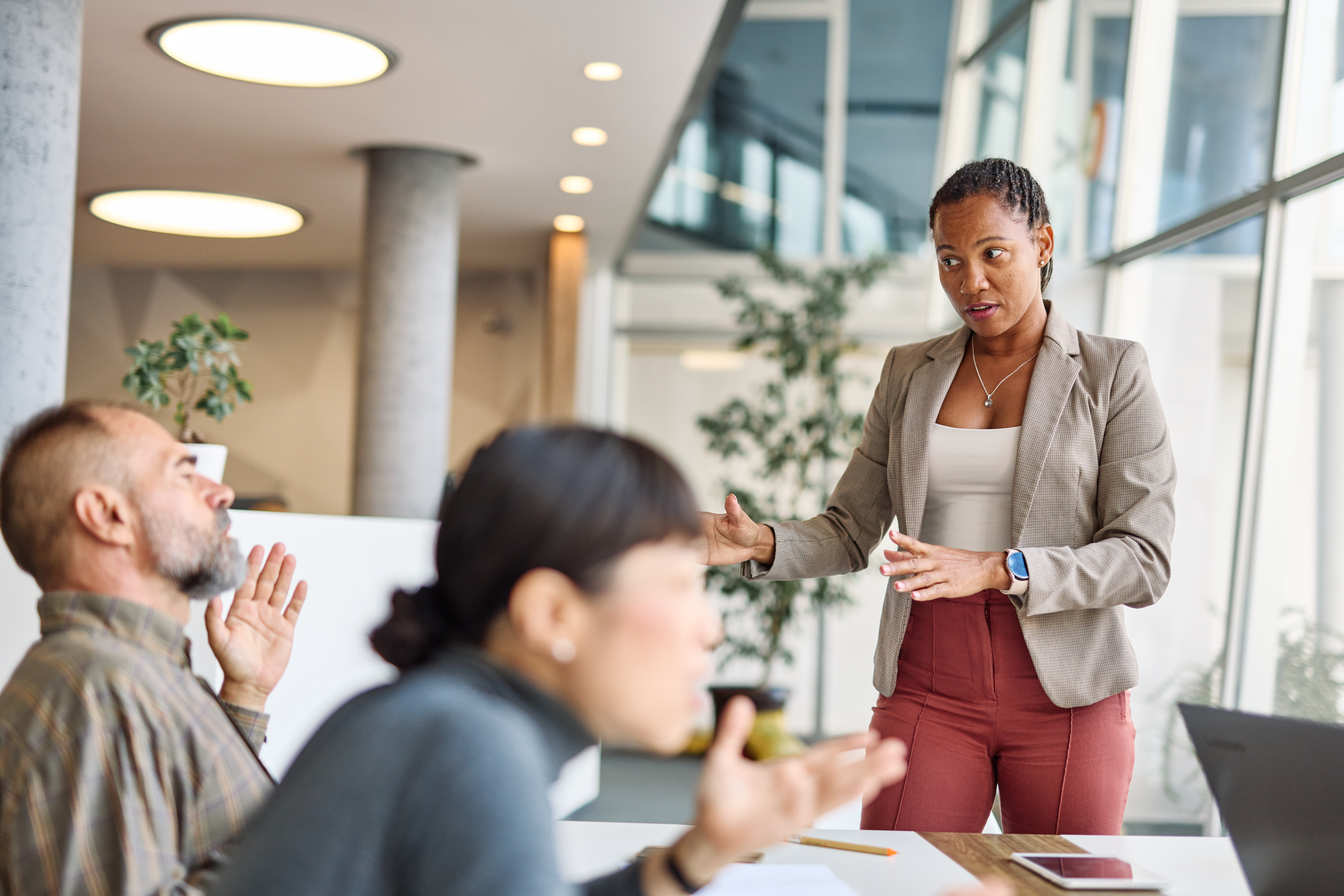 Business Problem Fight Office Team Meeting Stress Businesswoman Conflict Woman Businessman Job Argue Angry Manager Corporate Tired Asian Black Latina Arguing Unhappy Boss Fighting