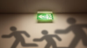 Panic And Escape In The Building Shadows Of Symbol Men