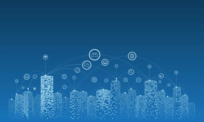 Communication And Networking In A Digital Society. Sky Backgroun